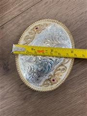 VTG MONTANA SILVERSMITH'S SILVER PLATED ENGRAVED BELT BUCKLE